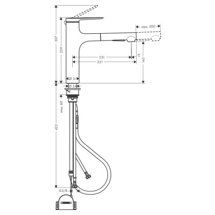 Змішувач для кухні з висувним виливом HANSGROHE ZESIS 74804670, чорний — Photo 1