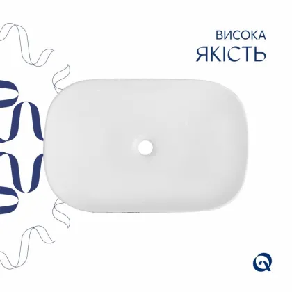 Раковина накладна Qtap Robin 600x390x150 мм, Marble, прямокутна, з донним клапаном  — Photo 3
