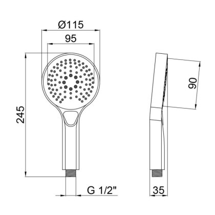 Лійка для ручного душу Qtap Rucni 115 мм округла QTRUCA120O3KCW Chrome — Photo 1