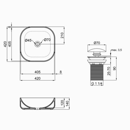 Раковина-чаша Qtap Kolibri 430х430х150 White з донним клапаном QT1011K396W — Photo 1