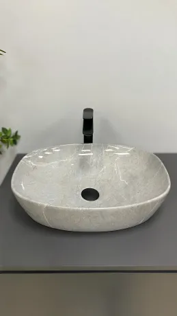 Умивальник (раковина) VBI OLBIA GREY STONE GLOSSY накладний — Photo 1