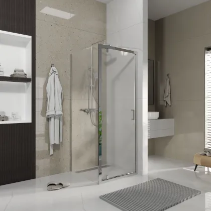 Душові двері відкривні, одноелементні Line Pro 800 мм, chrome, скло 6мм clear — Photo 2