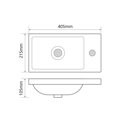 Раковина меблева Mixxus Premium QUADRO-1501 400х215х105mm з отвором під змішувач (MP6502) — Photo 6