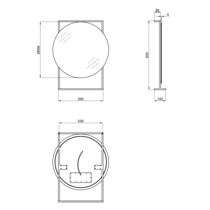 Дзеркало Qtap Taurus 700х850х140 Black/Whitish oak з LED-підсвічуванням QT2478ZP700BWO — Photo 1