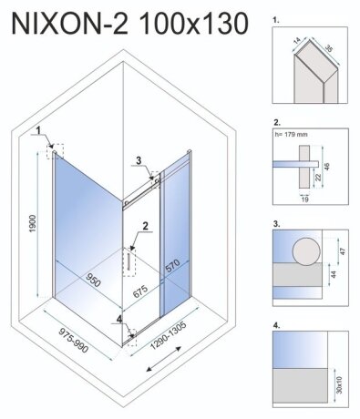 Душова Кабіна REA Nixon 100x130 P KPL-K5014-K5005 — Photo 6