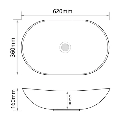 Раковина накладна MIXXUS PREMIUM WAVE-0105 EDGE GOLD 620х360х160mm (MP6557) — Photo 1