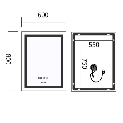 Дзеркало Mixxus Premium FLASH MR21-60x80 з Led Touch, Anti-fog, димером, регулятором яскравості, годинником (MP6617) — Photo 10