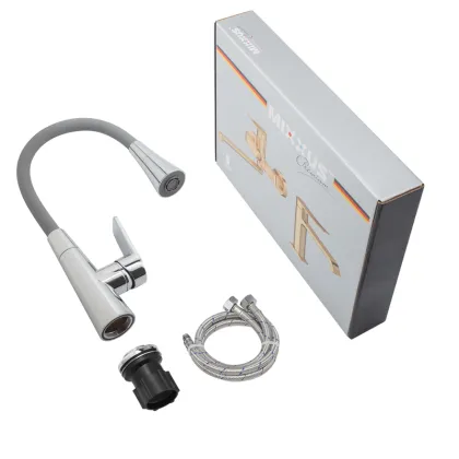 Змішувач для кухні Mixxus Premium Matis 011-T (NUT) Refl.Gray (Колір хром+силік.вилив сірий) (MI8267) — Photo 6