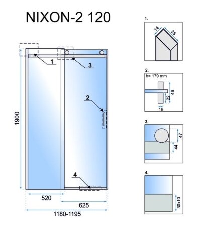 Душова Дверка REA EasyClean NIXON 120 Хром REA-K5002 — Photo 4