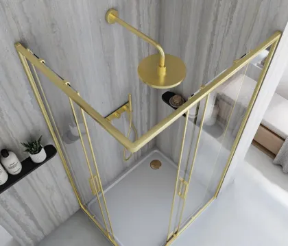 Душова кабіна REA CITY 80х100 BRUSHED GOLD — Photo 4