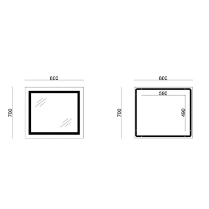 Дзеркало Lidz Kubis 700х800 з LED-підсвічуванням Touch, з антизапотіванням, з димером, рег. яскравості Reverse LD78LF9048070 — Photo 1