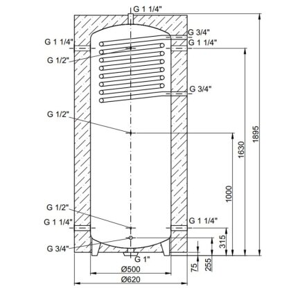 Теплоакумулятор Thermo Alliance TAI-10 350 з теплообмінником 1,4 кв. м із ізоляцією 60 мм — Photo 1