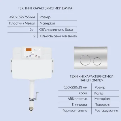 Готове рішення Qtap для ванної кімнати: підлоговий безбачковий унітаз Robin + бачок прихованого монтажу + клавіша змиву — Photo 3