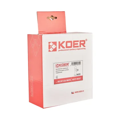 Комплект кранів для рушникосушки кутовий Koer KR.SET.534 WHITE - M1/2''xM1/2'' подовжений (KR5843) — Photo 3