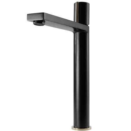 Змішувач для раковини (умивальника) REA ICON BLACK GOLD чорний високий — Photo 5