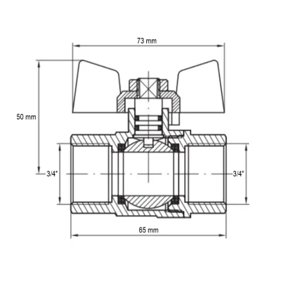 Кран кульовий Koer KG.207 - 3/4" FF ГГМ (газ) (KR4959) — Photo 2