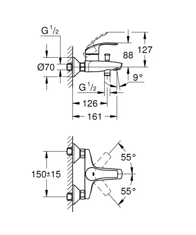 Набір зміш. для ванни 3в1 з New Tempesta 100 Grohe Eurosmart 123246MOL (123246MOL) — Photo 8