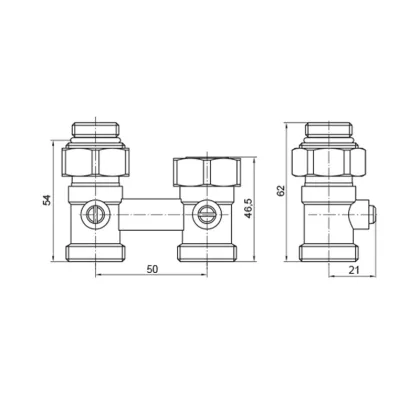 Вузол нижнього підключення радіатора прямий 3/4"x1/2" Koer KR.1133 (комплект) (KR3114) — Photo 1