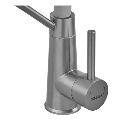 Змішувач для кухні ZERIX FUL-017 GRAPHITE REFL.GRAY з силіконовим виливом, з нерж.сталі SUS304 (колір графіт, вилив сірий) (ZX5996) — Photo 3