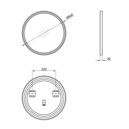 Дзеркало Qtap Robin R600 Black з LED-підсвічуванням QT13786502B — Photo 1