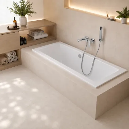 Комплект: ванна VBI CIVETTA 170x75 (вбудована) + сифон CHROME + ніжки — Photo 1