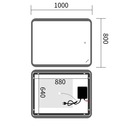 Дзеркало Mixxus Premium OLIVARY MR19-100x80-Reverse з Led Touch, Anti-fog, димером (3-6,5kK) (MP6629) — Photo 4