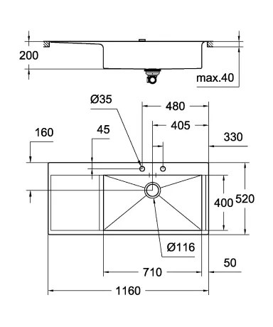 Мийка кухонна Grohe EX Sink K1000 (подвійне крило зліва) (31582SD0) — Photo 2