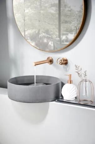 IMEX OLIMPO BRUSHED ROSE GOLD Змішувач для умивальника зі стіни, PVD матове рожеве золото — Photo 1