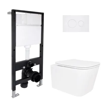 Готове рішення Qtap для ванної кімнати: підвісний унітаз Crow Rimless 485x340x330 + комплект інсталяції Standard (кругла клавіша White)