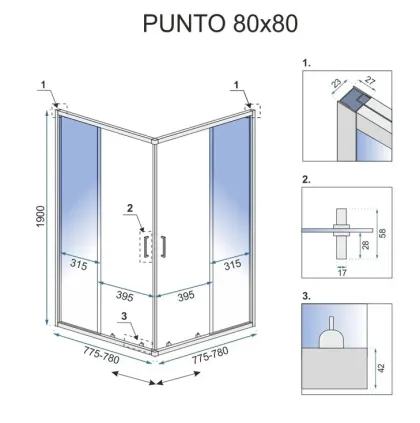 Душова кабіна REA PUNTO 80х80 CHROME — Photo 4