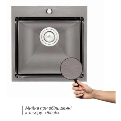Кухонне миття Qtap D5050BL 2.7/1.0 мм Black (QTD5050BLPVD10) — Photo 2
