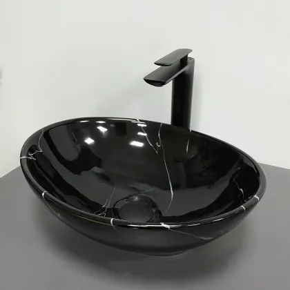 Умивальник (раковина) VBI PARMA BLACK MARMO GLOSSY накладний