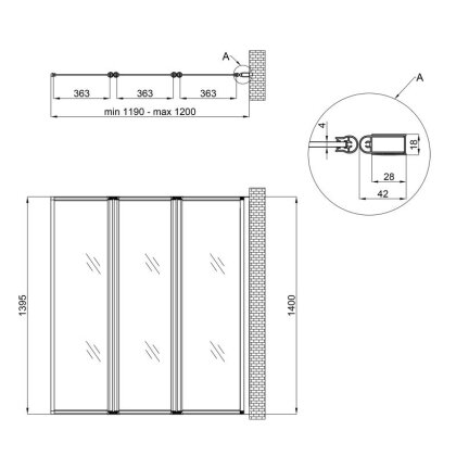 Штора на ванну Qtap Gemini WHI401214RP4 скло Pear 4 мм, 120x140 см — Photo 1