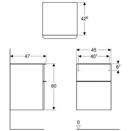 SMYLE SQUARE тумба 45*60*47см, с 2мя ящ., лава/крашенный матовый, лава/с матовым порошковым покрытием — Photo 1