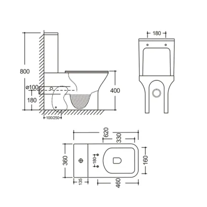 Бачок до унітазу-компакту Mixxus Style-0403-R Tank 620х360х800 зі зливною арматурою (MI8331) — Photo 4
