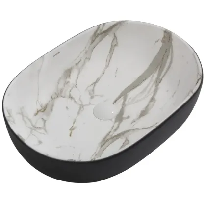 Раковина накладна MIXXUS PREMIUM ELLIPSE-0105 MARBLE-BLACK 600х400х150mm (MP6565)