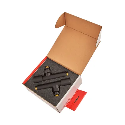 Комплект кранів для рушникосушки кутовий Koer KR.SET.535 BLACK - M1/2''xM1/2'' подовжений (KR5844) — Photo 3