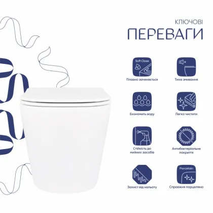Унітаз підвісний Qtap Scorpio безободковий Ultra Quiet з сидінням Soft-close QT14332380ASW — Photo 2