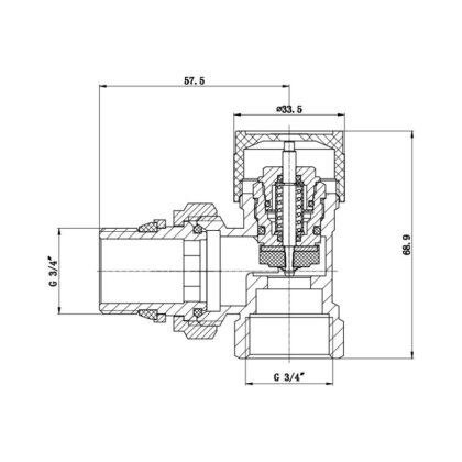 Клапан термостатичний SD Forte 3/4&quot; з антипротіканням для радіатора кутовий SF238W20 — Photo 1