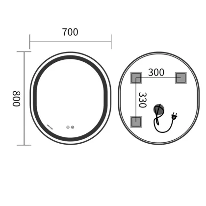 Дзеркало Mixxus Premium ELLIPSE MV05-80x70-Reverse BLACK з Led Touch, Anti-fog, димером (3-6,5kK) (MP6646) — Photo 7