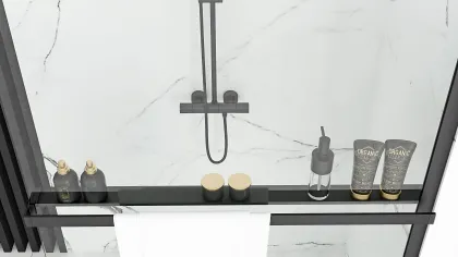 Душова стінка REA BLER 70 BLACK з полицею EVO — Photo 3