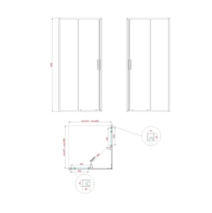Душова кабіна без піддону Koer SR SC10-90x90x195-TR-12 прозоре скло Easy Clean 6мм, матове золото (KR5943) — Photo 18