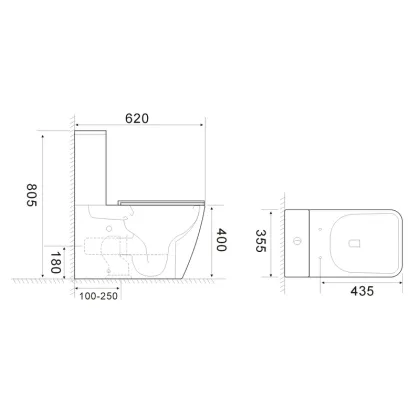 Бачок до унітазу-компакту Mixxus Quadro-0404-T1 Tank 660х360х820 зі зливною арматурою (MI8315) — Photo 5
