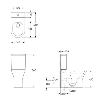 LEDNICE унітаз підлоговий (66*36*85,5см, rimless, гір. випуск, бачок із нижнім підведенням 3/4,5л, тонке сидіння duroplast slow-closing) — Photo 1