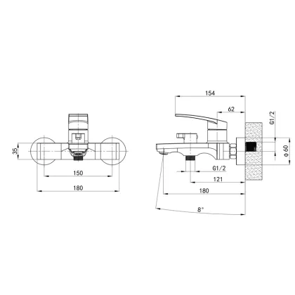 Змішувач для ванни Mixxus Premium Lazar 009 (EURO) (MI8271) — Photo 1
