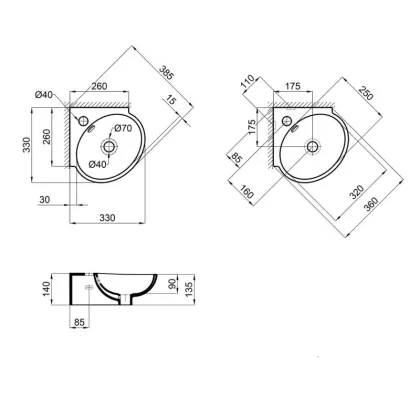 Раковина Qtap Leo 390x365x130 White QT11115010WN — Photo 1