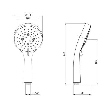 Лійка для ручного душу Qtap Rucni 115 мм округла QTRUCA115O3PCW Chrome/White — Photo 1