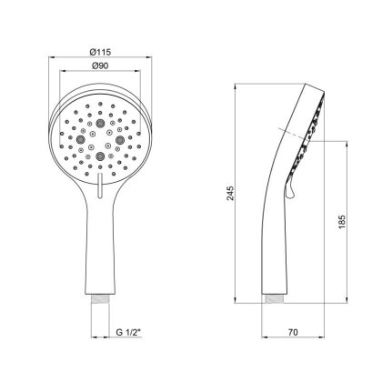 Лійка для ручного душу Qtap Rucni 115 мм округла QTRUCA115O3PCW Chrome/White — Photo 1