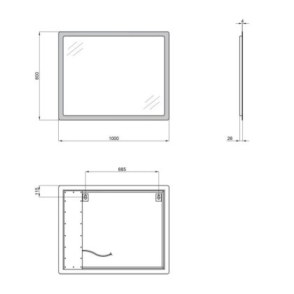 Дзеркало Qtap Aquarius 1000х800 з LED-підсвічуванням QT217850702W — Photo 1