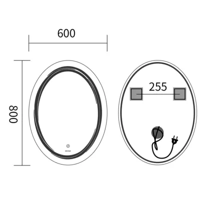 Дзеркало Mixxus Premium WAVE MV04-60x80 з Led Touch, Anti-fog, димером (3-6,5kK) (MP6636) — Photo 7